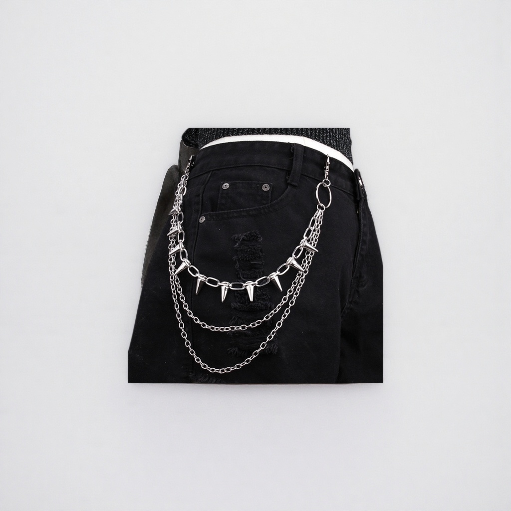 Silver rivet chain waist chain is a fashionable and individual waist accessory for women to match Specification image