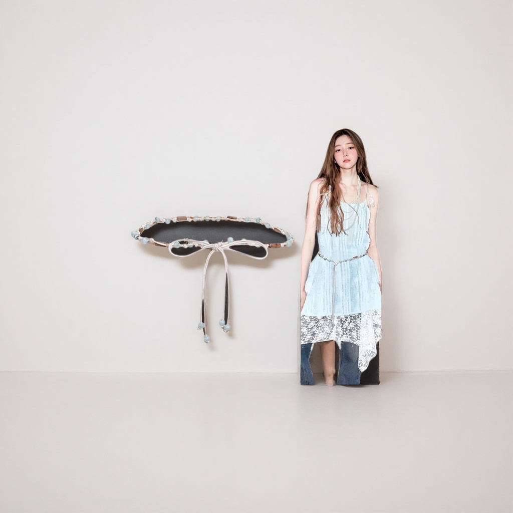The light blue beaded woven belt is a fashionable and versatile waist-cinching decoration for women Application Scenario