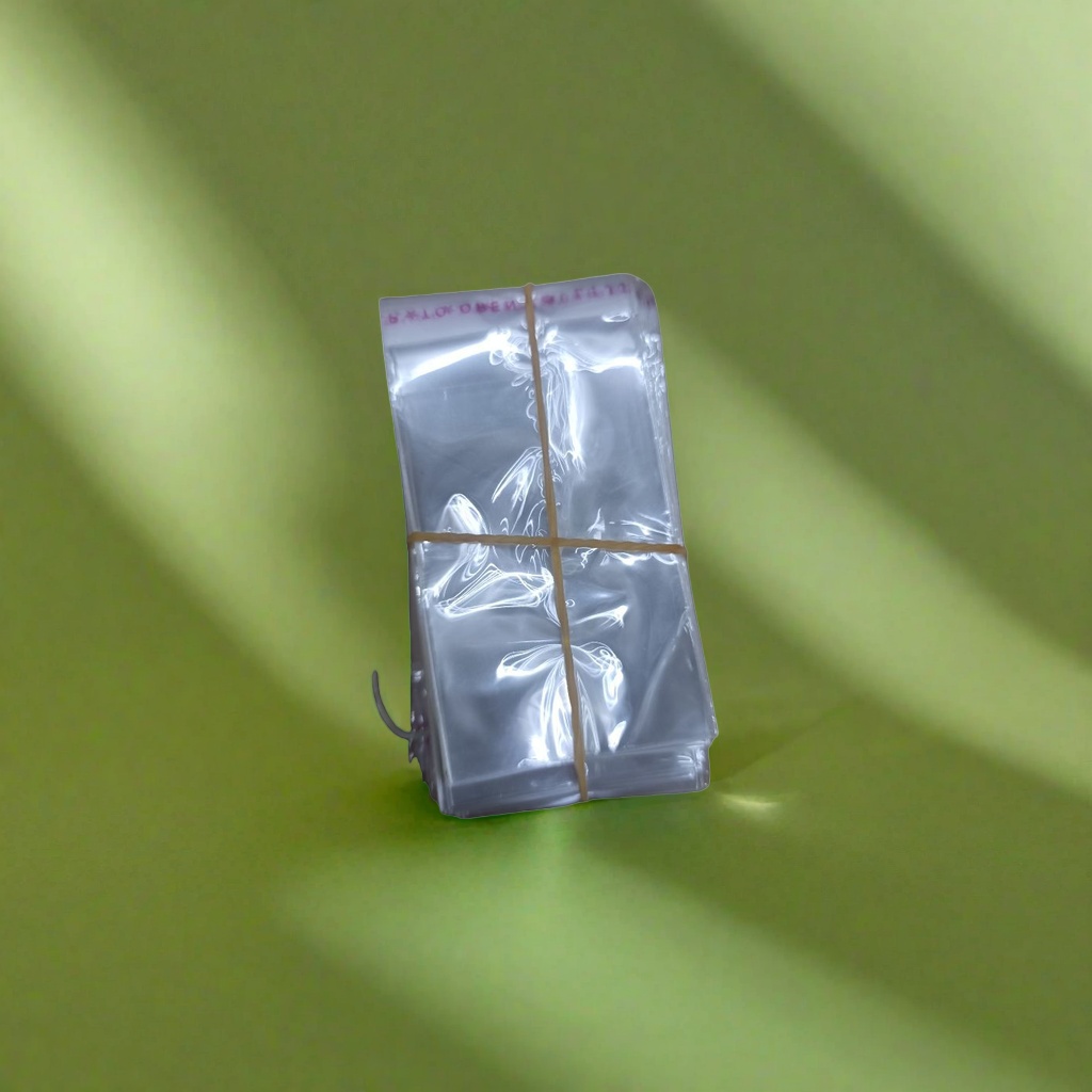 透明塑料袋堆叠装 黄色橡皮筋捆扎 一次性收纳袋 Specification image