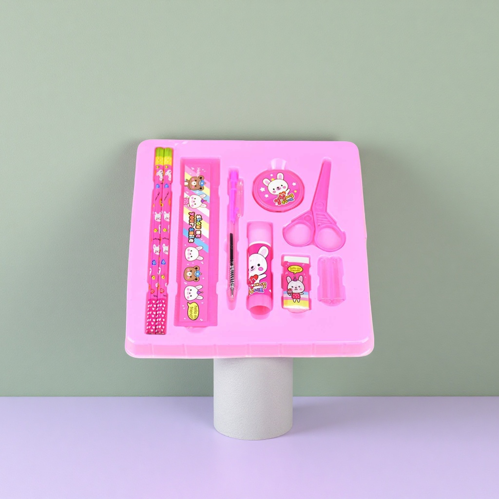 粉色简约风文具套装含笔本尺橡皮学生办公用品