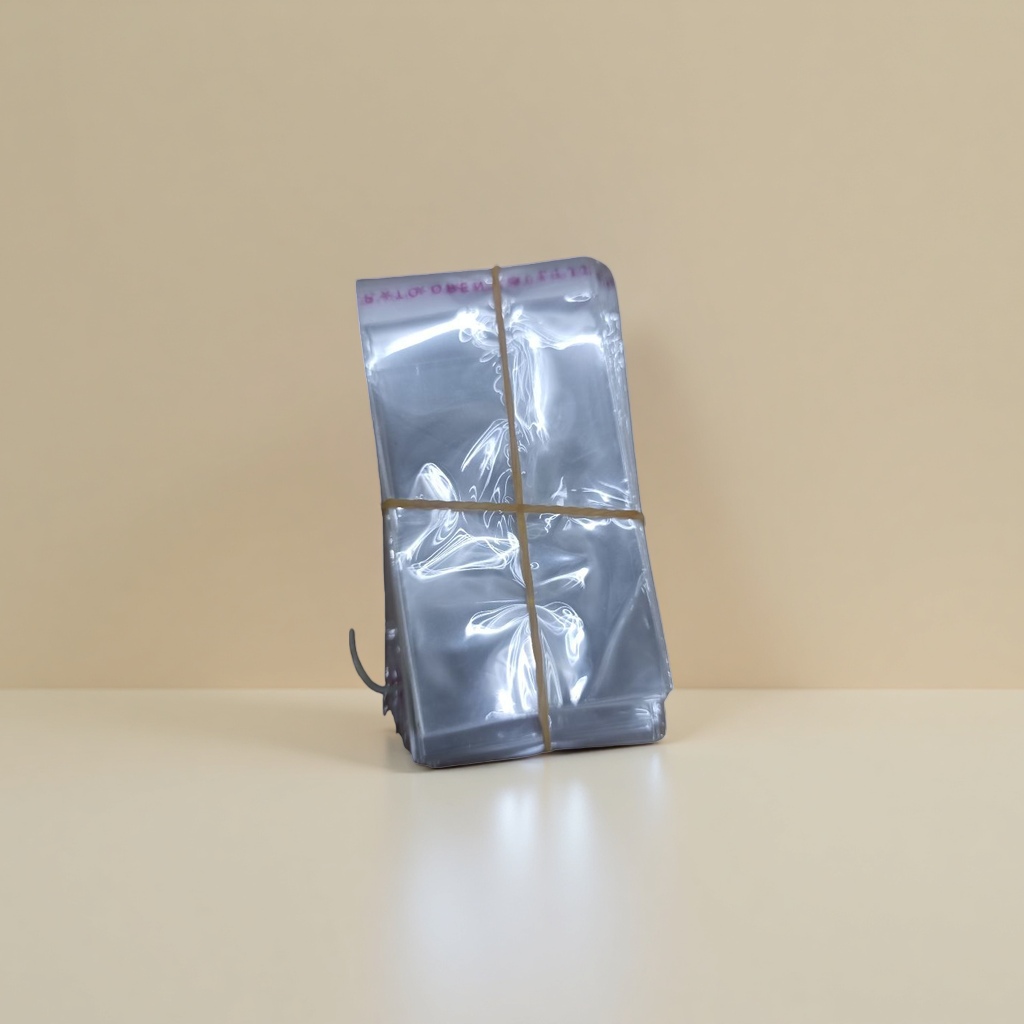 Transparent PE plastic bags are stacked and tied with rubber bands for portable storage Specification image