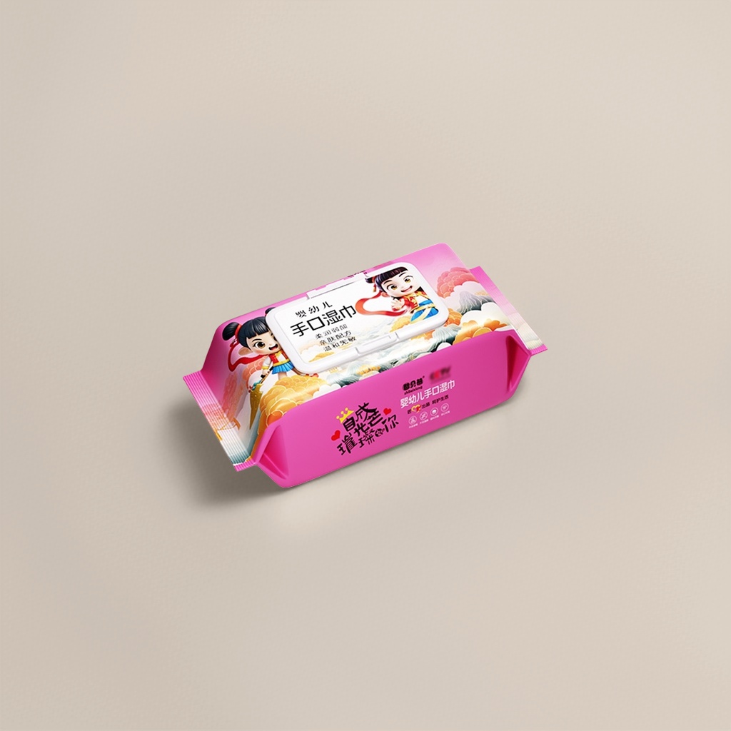 Pink packaging wet wipes box, household baby hand and mouth cleaning wet wipes, portable tissue type Specification image