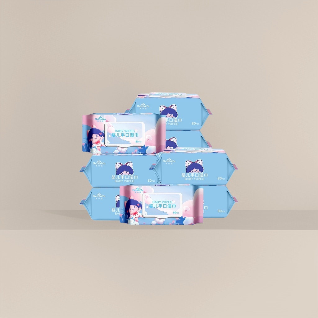 The blue packaging baby hand and mouth special wet wipes are gentle and alcohol-free, suitable for wiping the face and hands Specification image
