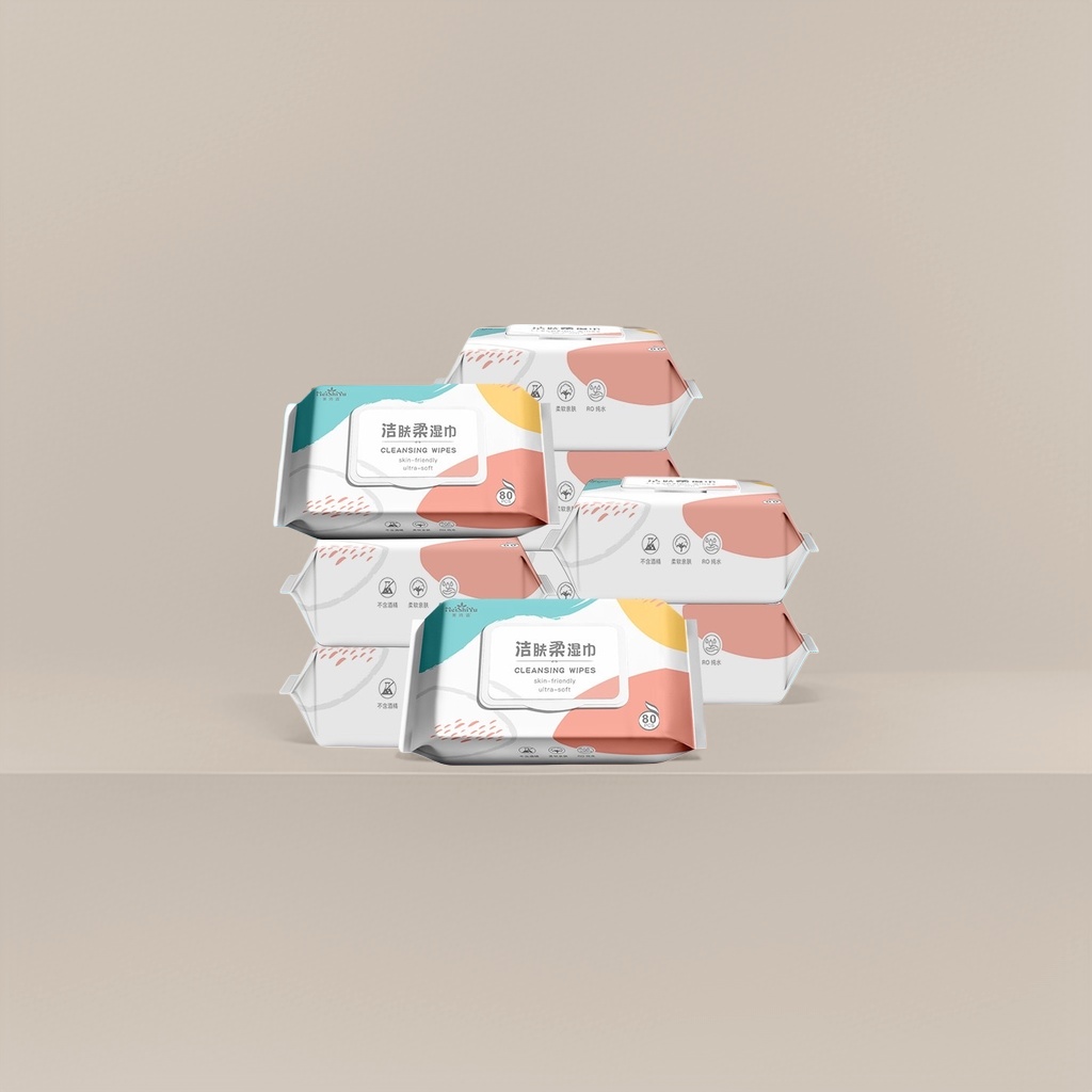 Colorful packaged baby wipes, gentle, alcohol-free, portable family pack details Picture