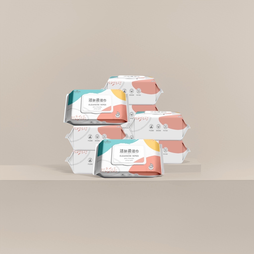 Colorful packaged baby wipes, gentle, alcohol-free, portable family pack Specification image