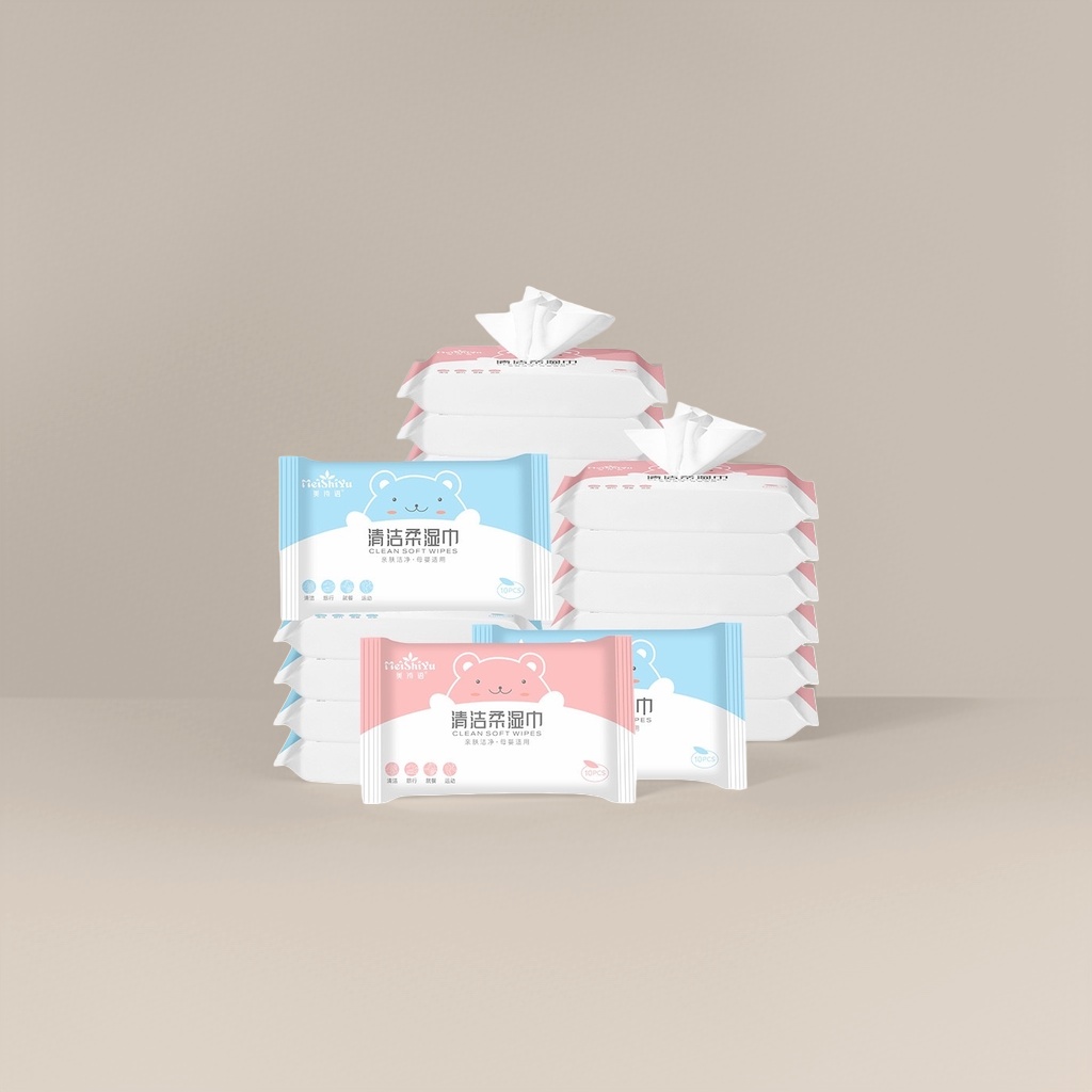 Colored packaged wet wipes with thickened non-woven fabric for household cleaning of babies and children Application Scenario