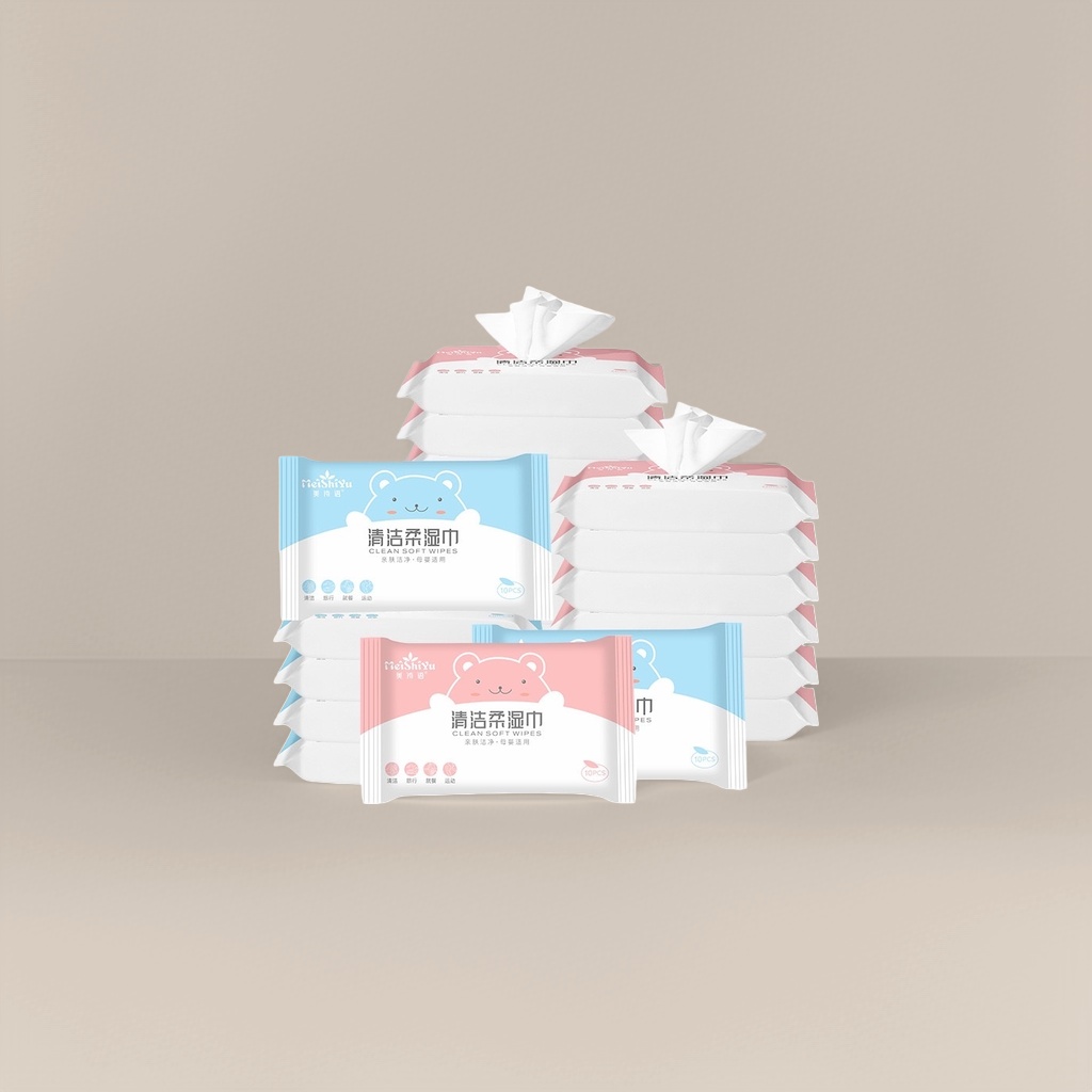 Colored packaged wet wipes with thickened non-woven fabric for household cleaning of babies and children Specification image