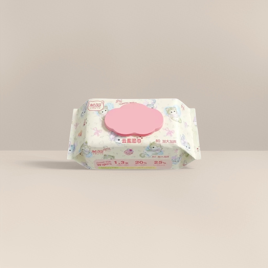 The pink cloud-shaped lid of the cloud soft wet wipes is soft and skin-friendly, suitable for babies details Picture