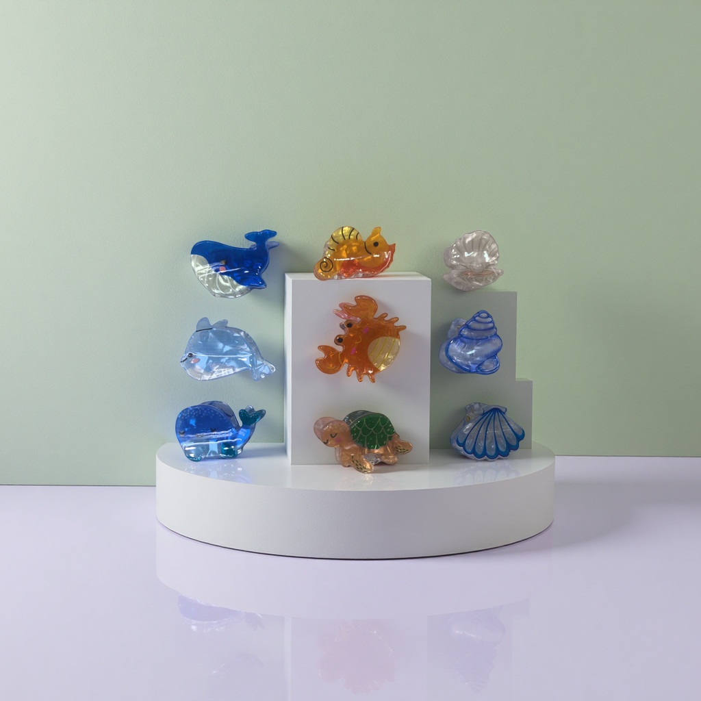 彩色海洋生物造型发夹 可爱卡通鲨鱼水母海星发卡细节图