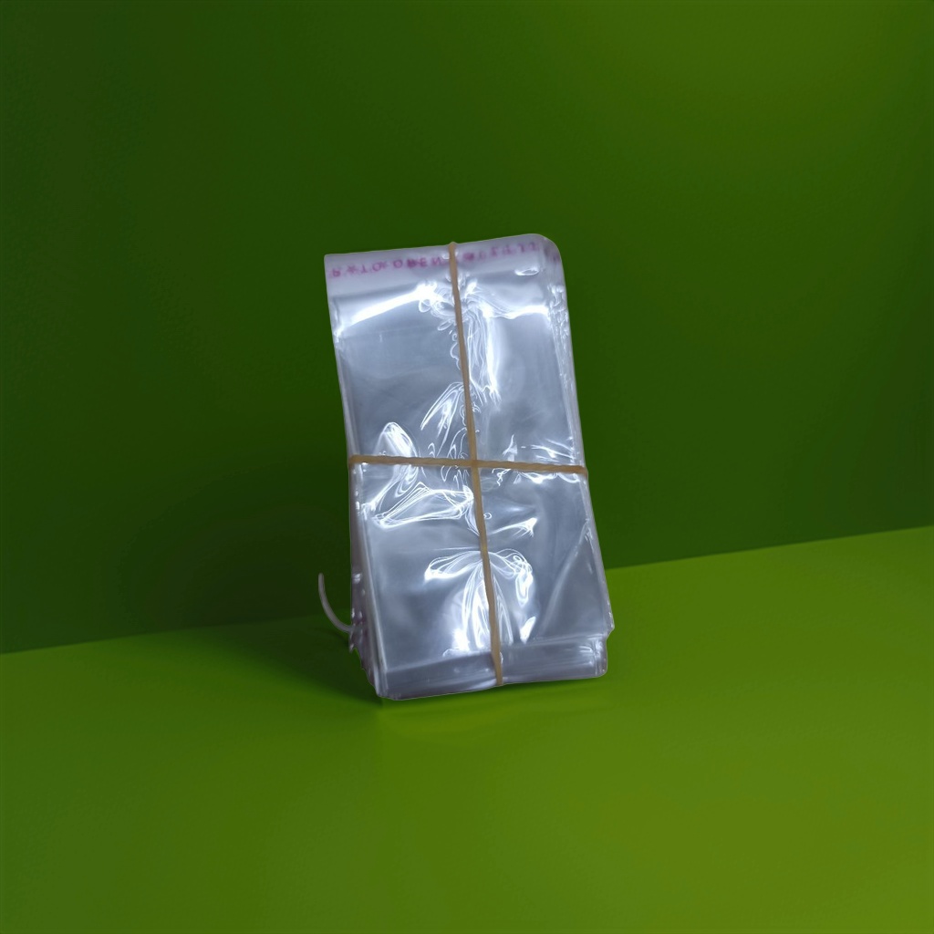 Transparent plastic bags are stacked and tied with yellow rubber bands to form food-grade thickened dust-proof storage bags Specification image