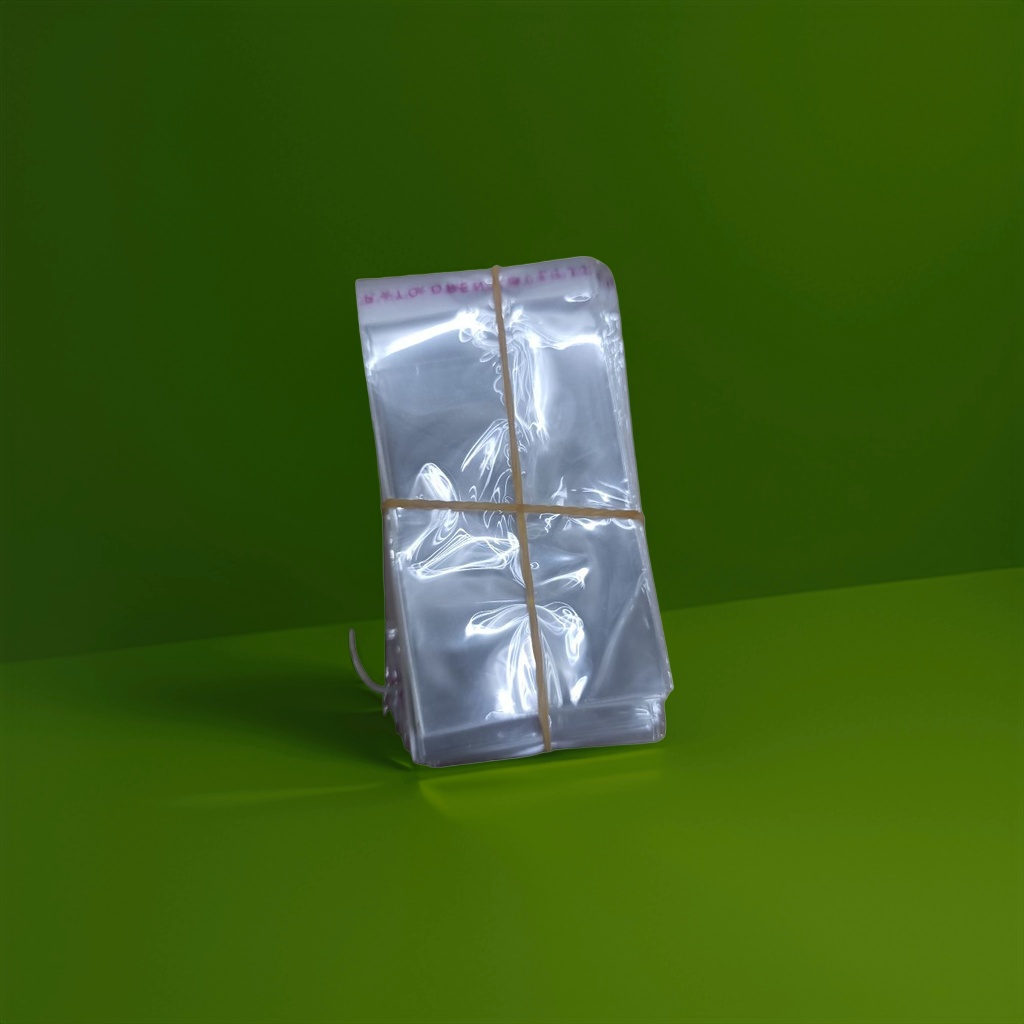 Transparent plastic bags are stacked and tied with yellow rubber bands to form food-grade thickened dust-proof storage bags Application Scenario