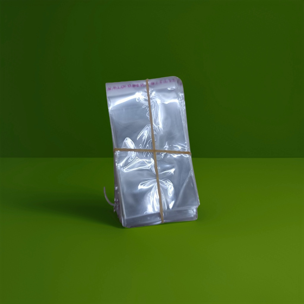 Transparent plastic bags are stacked and tied with yellow rubber bands to form food-grade thickened dust-proof storage bags details Picture