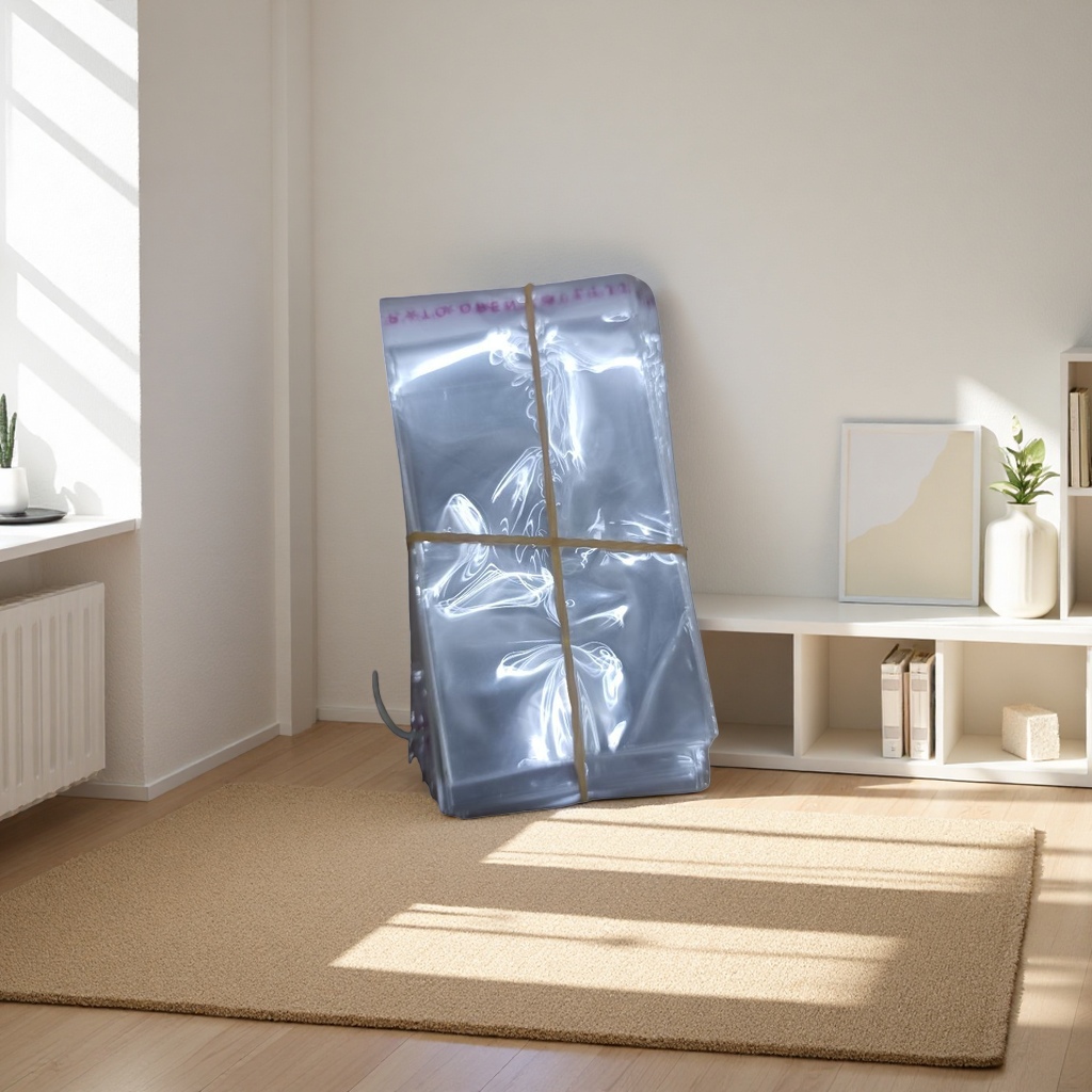 The design of stacking transparent PE plastic bags and binding them with rubber bands for the preservation and storage of kitchen fruits and vegetables details Picture