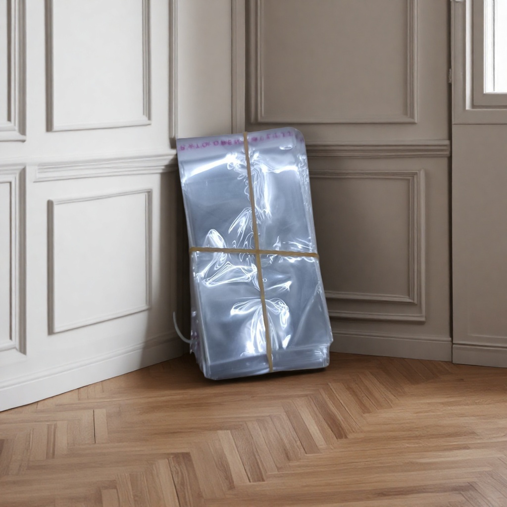 Transparent plastic bag stacking storage bag with rubber band binding design, food-grade PE material Specification image