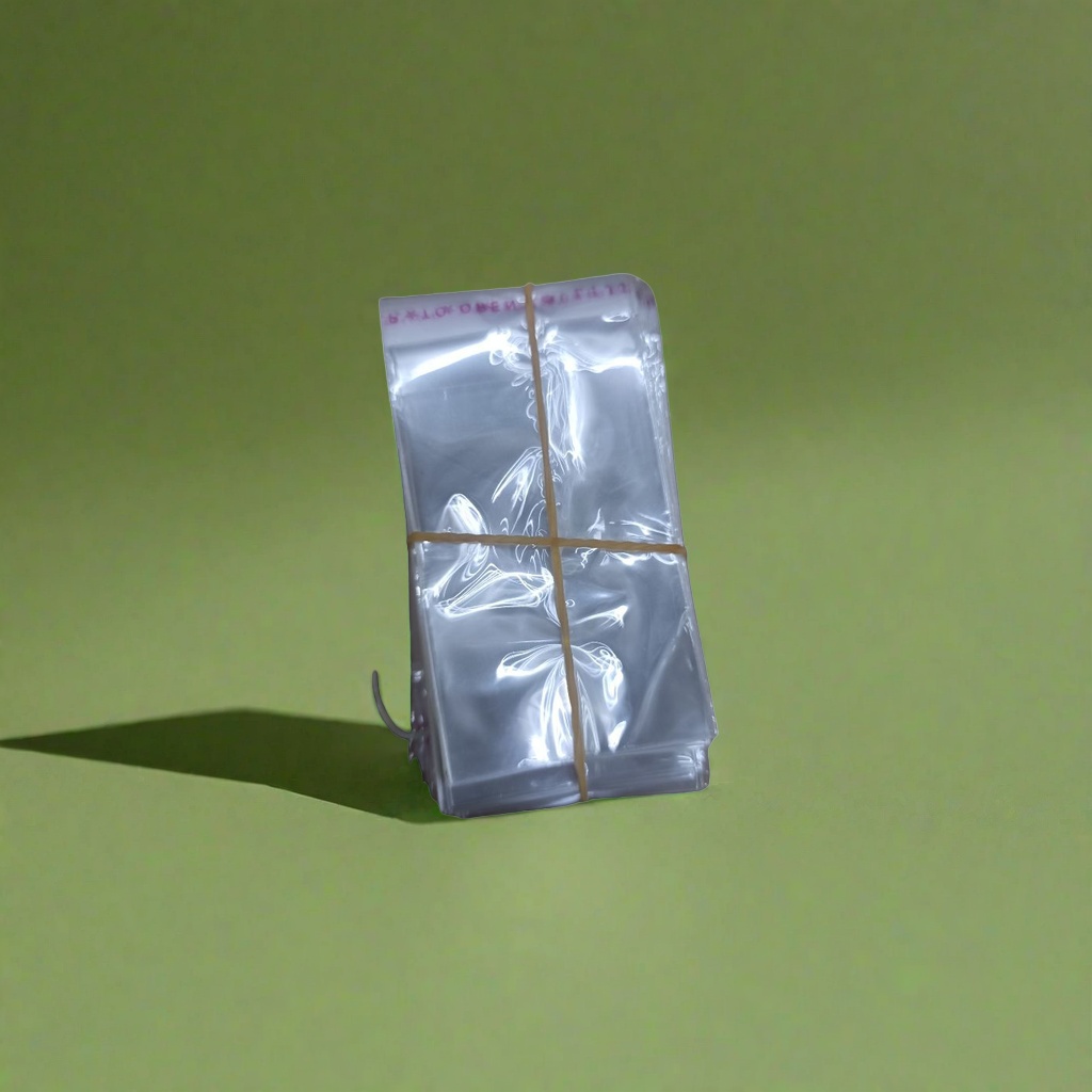 透明塑料袋堆叠，用橡皮筋捆绑产品图