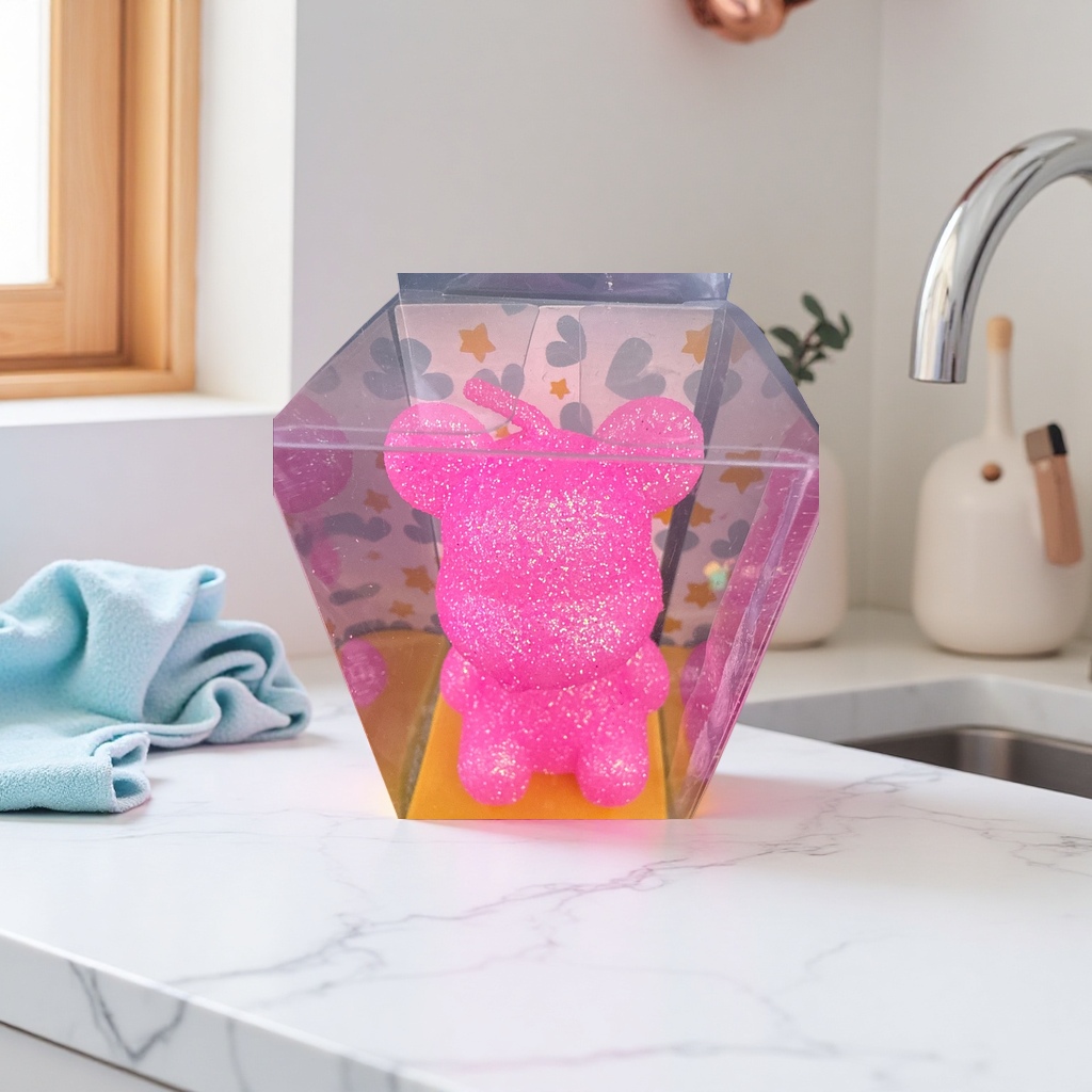 Cute pink glitter bear figurines for home decoration, placed on the living room and bedroom table Specification image