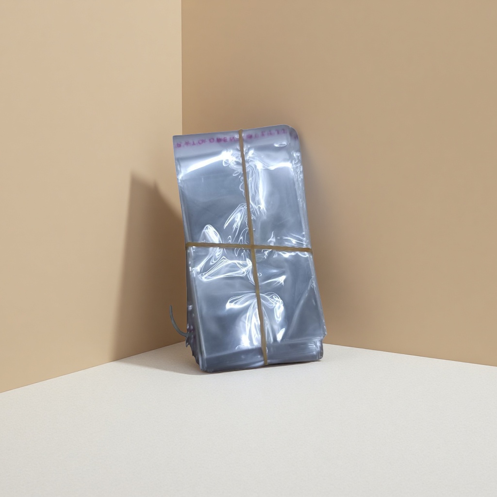 Transparent plastic bag stacked storage bag with rubber band binding, household kitchen organizing bag details Picture