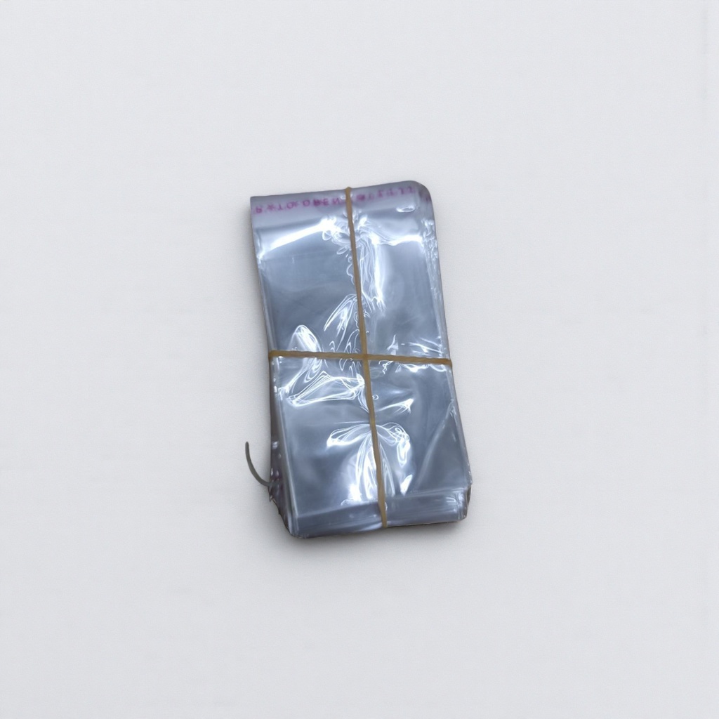 Transparent plastic bags with stacked design, fixed with yellow rubber bands, food-grade PE portable storage
