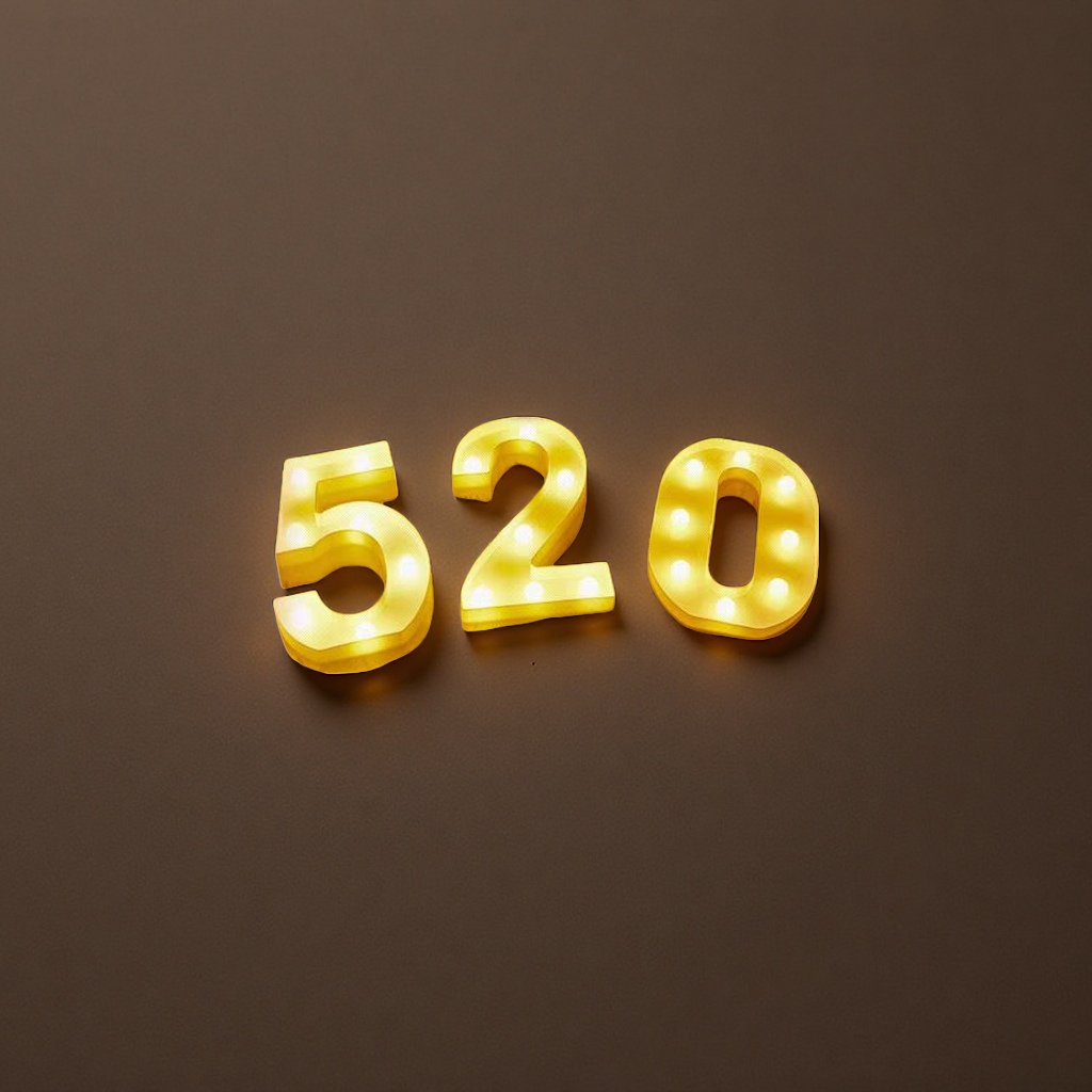 Warm yellow illuminated digital 520 decorative light, home atmosphere light, festival party decoration details Picture
