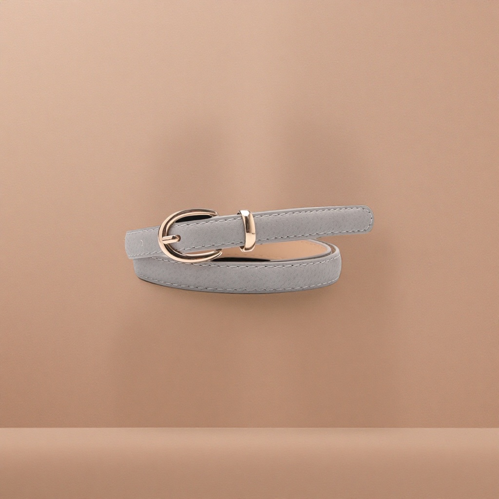The grey leather men's belt is simple and versatile. It features a cowhide automatic buckle belt