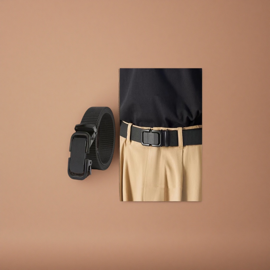 Black fabric adjustable buckle, a simple and versatile casual belt for men Specification image