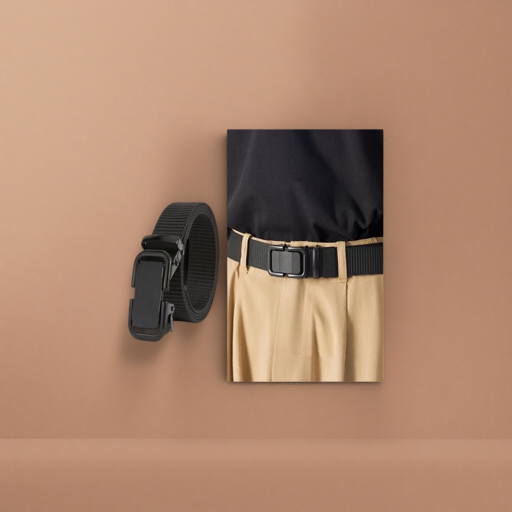 Black fabric adjustable buckle, a simple and versatile casual belt for men