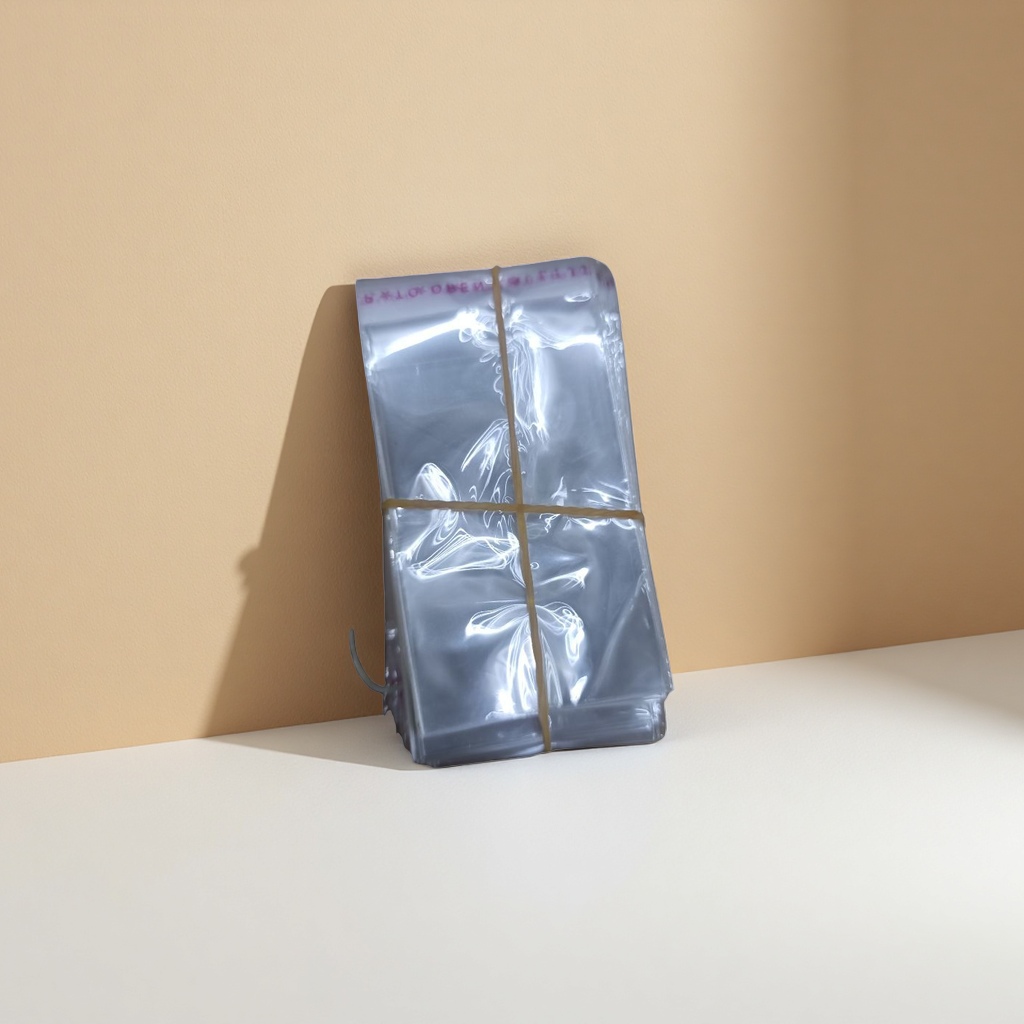 The transparent plastic bags are stacked in design and fixed with rubber bands for portable storage Application Scenario