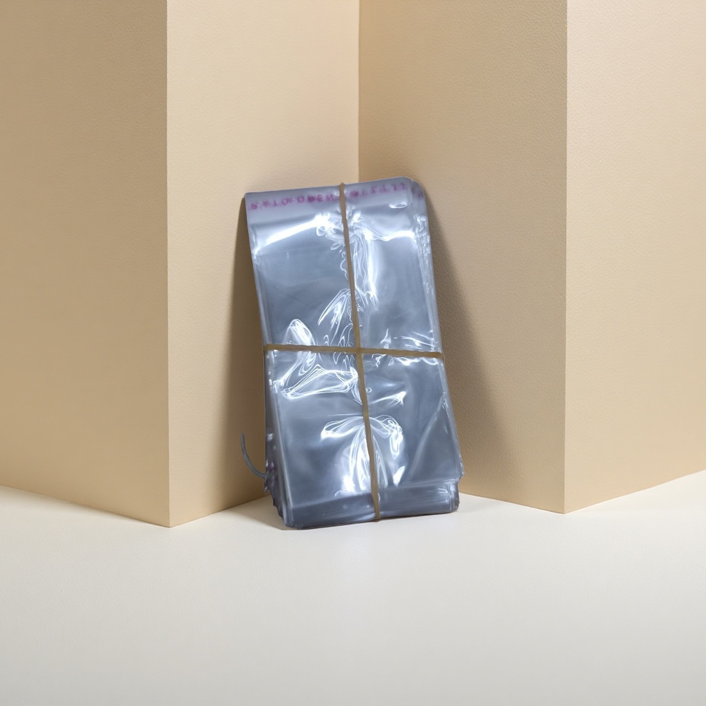 The transparent plastic bags are stacked in design and fixed with rubber bands for portable storage details Picture