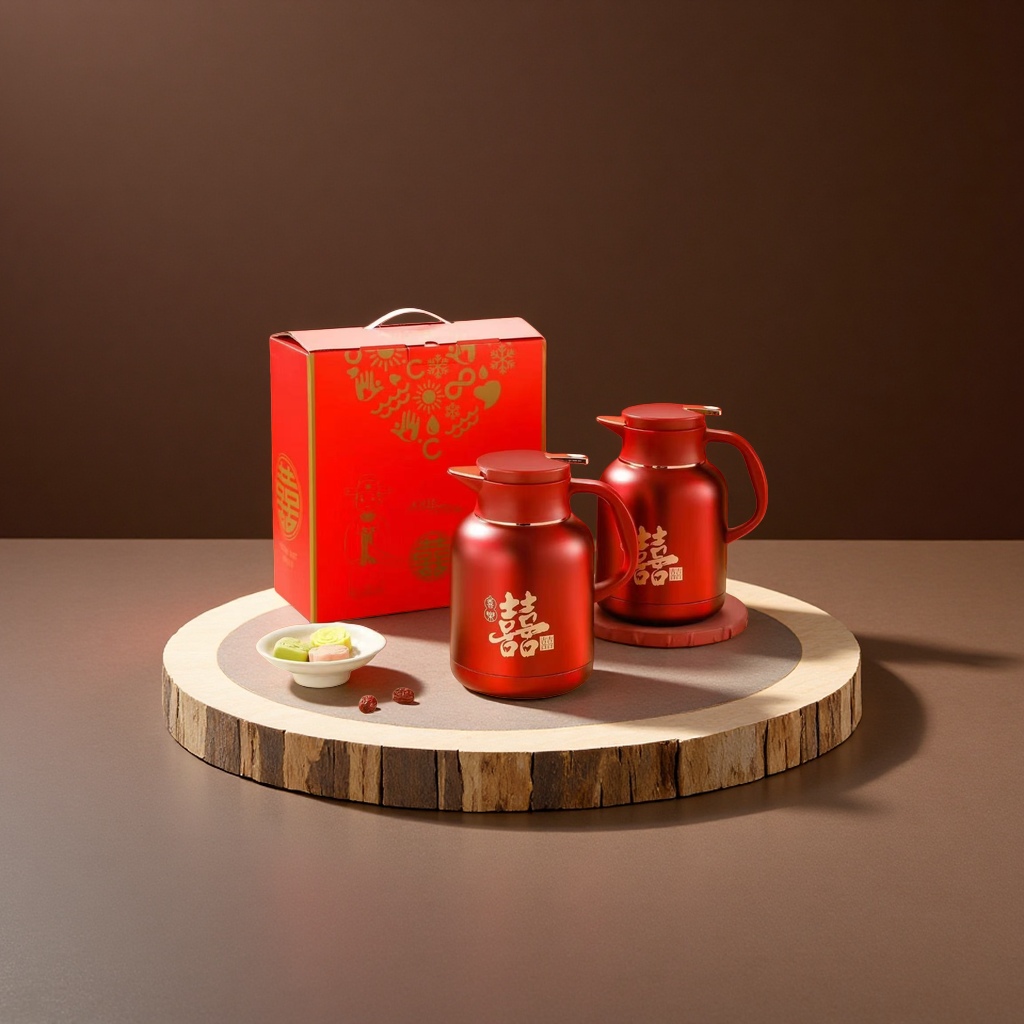 Red Double Happiness thermos Flask 1.5L household stainless steel vacuum thermos flask Thermos