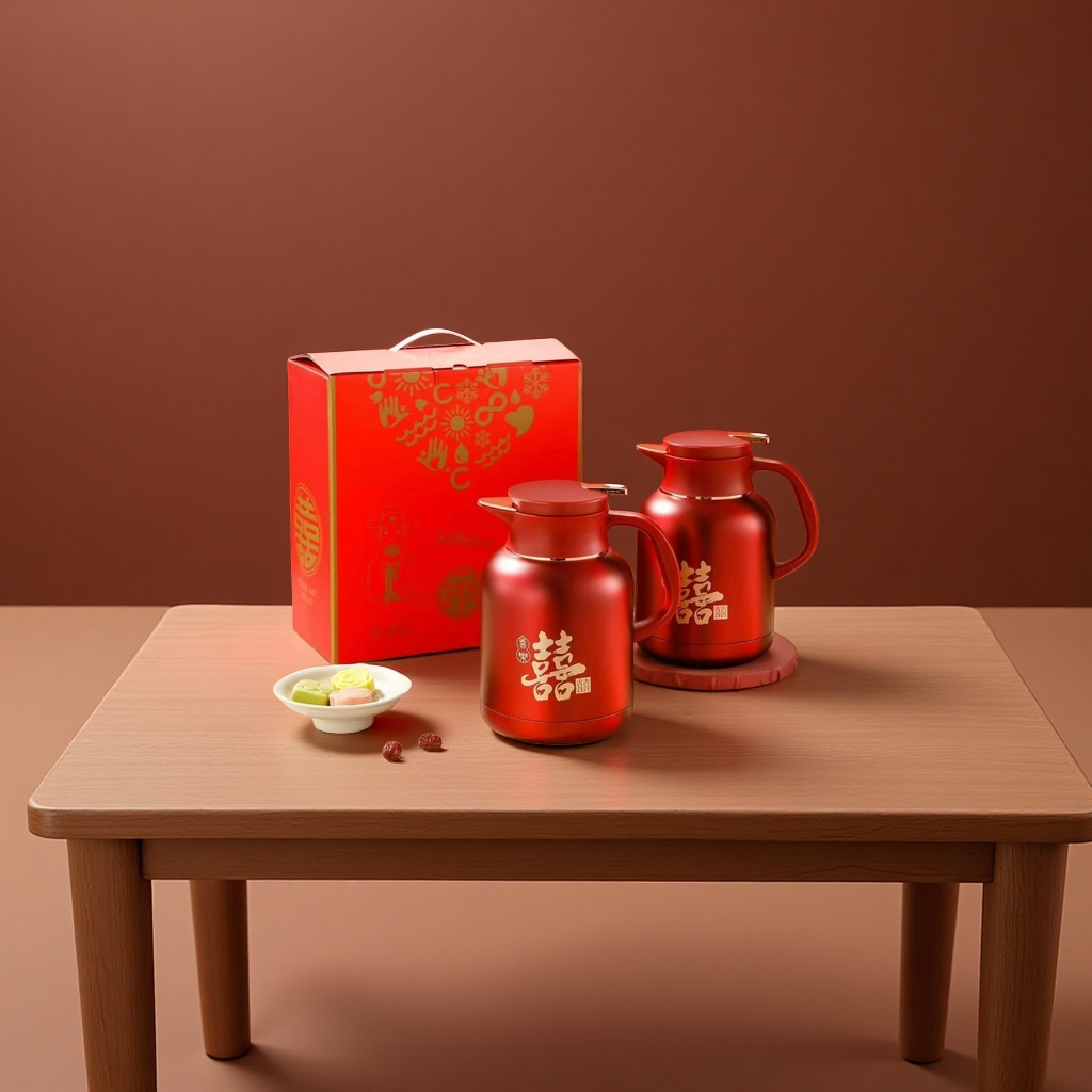 Red Double Happiness thermos Flask 1.5L household stainless steel vacuum thermos flask Thermos details Picture