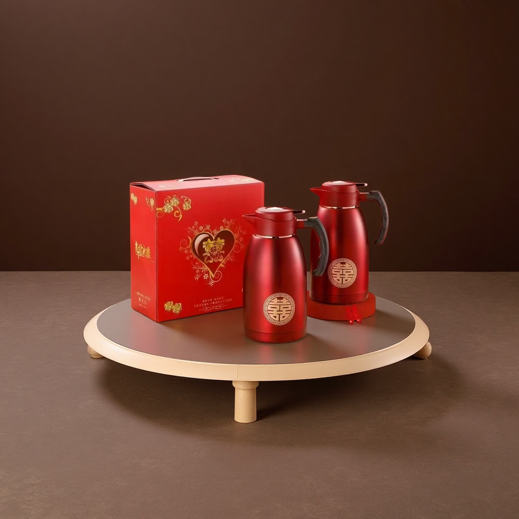 Red Double Happiness thermos Flask 1.5L household stainless steel vacuum thermos flask Thermos Specification image