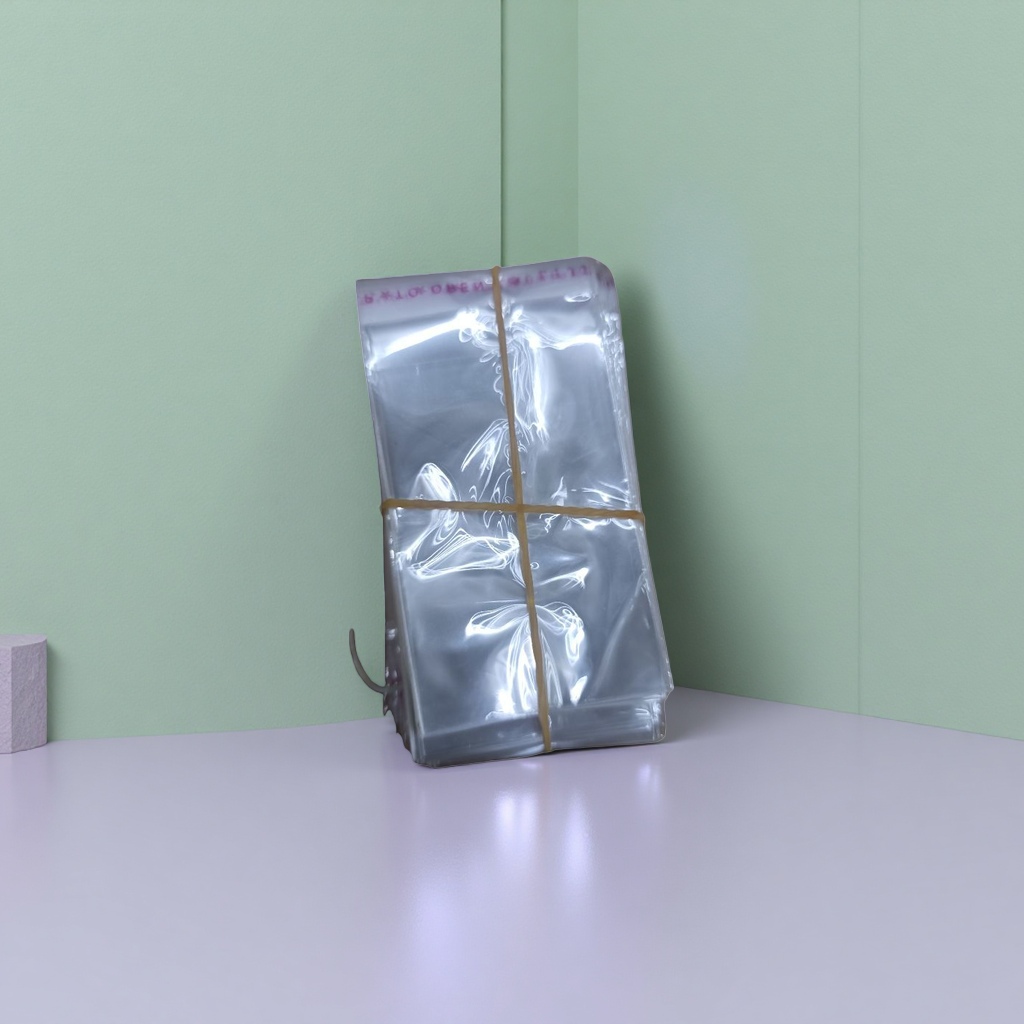 A kitchen fruit and vegetable preservation and storage bag designed with transparent plastic bags stacked and rubber bands tied together Specification image