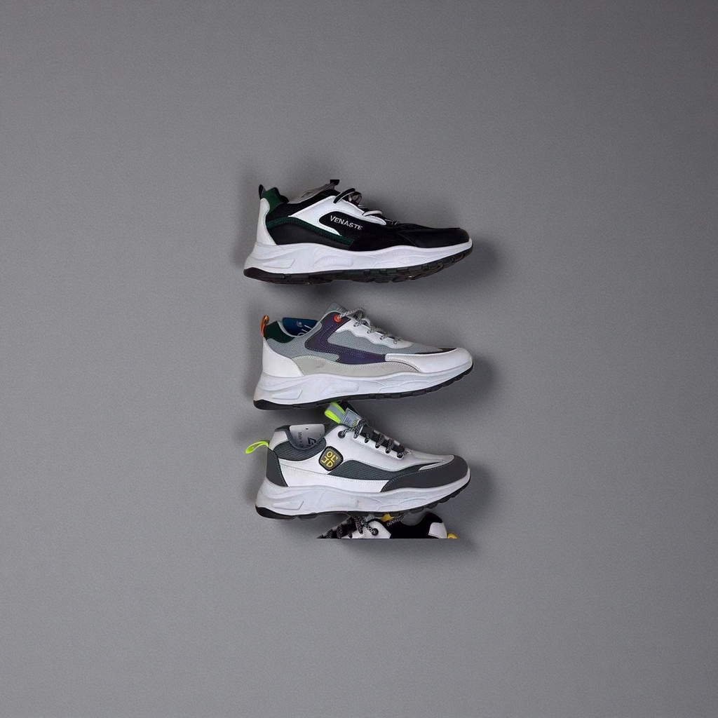Three pairs of breathable, lightweight and casual running shoes for both men and women Item Picture