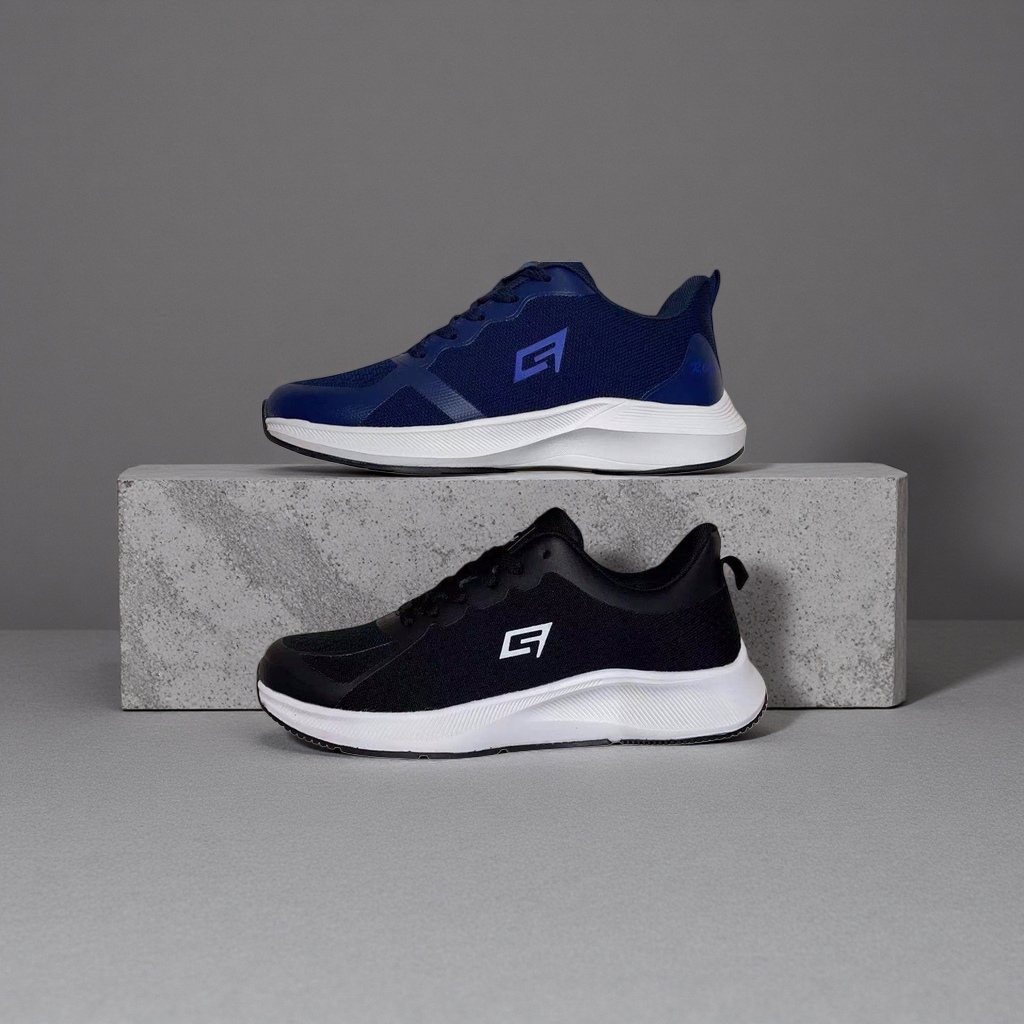 Blue and black two-tone sports shoes for both men and women, breathable and lightweight running shoes Item Picture