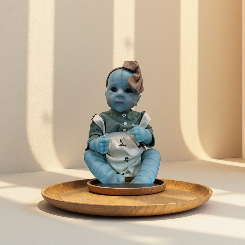 蓝色皮肤婴儿玩偶安抚毛绒玩具宝宝早教益智 plush
