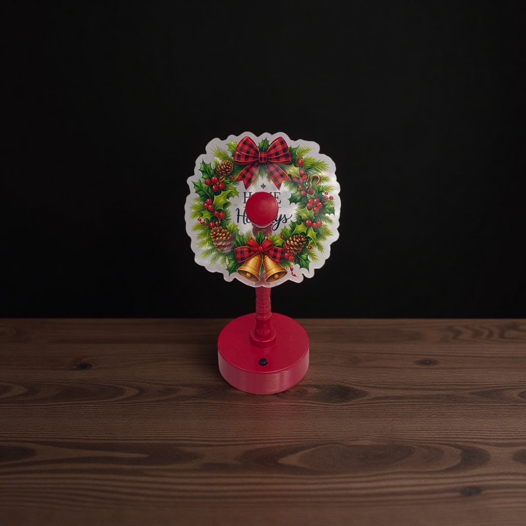 Red Christmas wreath decorative item, holiday home hanging decoration, Christmas tree circular decoration, mini table lamp