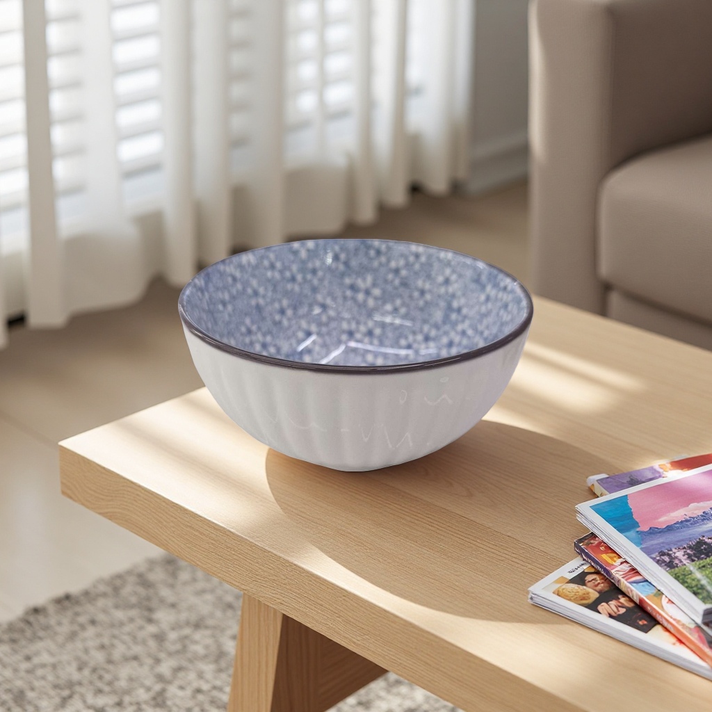 Blue and white spotted porcelain bowl, simple household tableware and bowls, ceramic bowl