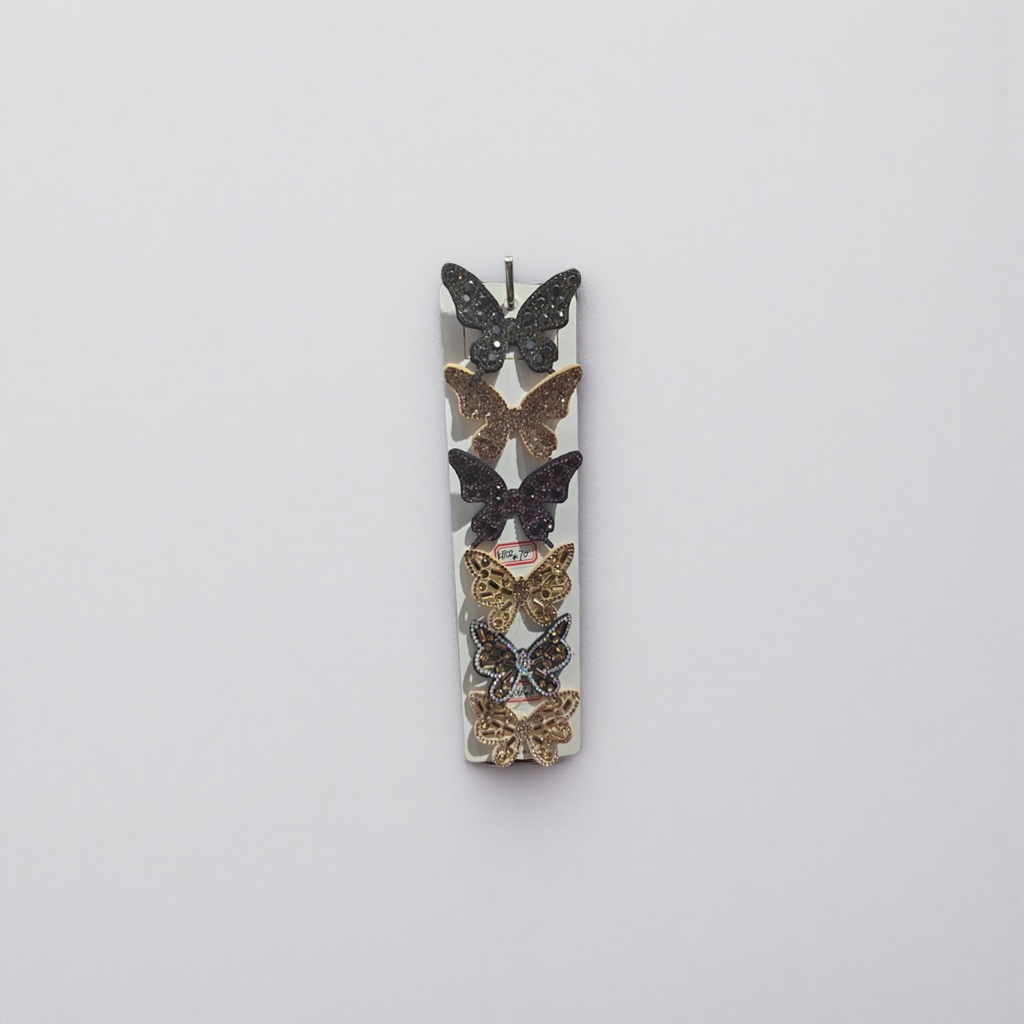 The shiny butterfly hair clip, with a metallic texture, is a delicate decorative hair accessory suitable for both girls and adults Application Scenario