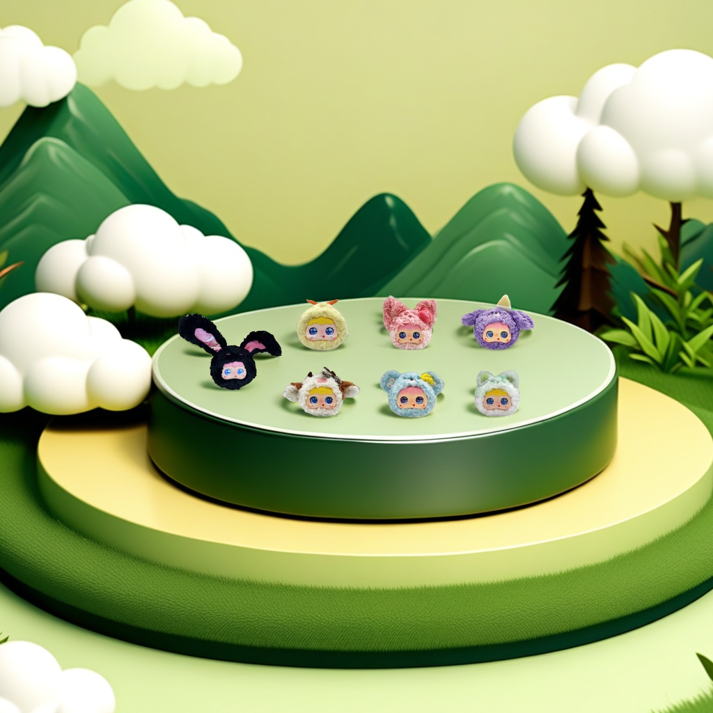 彩色毛绒玩偶细节图