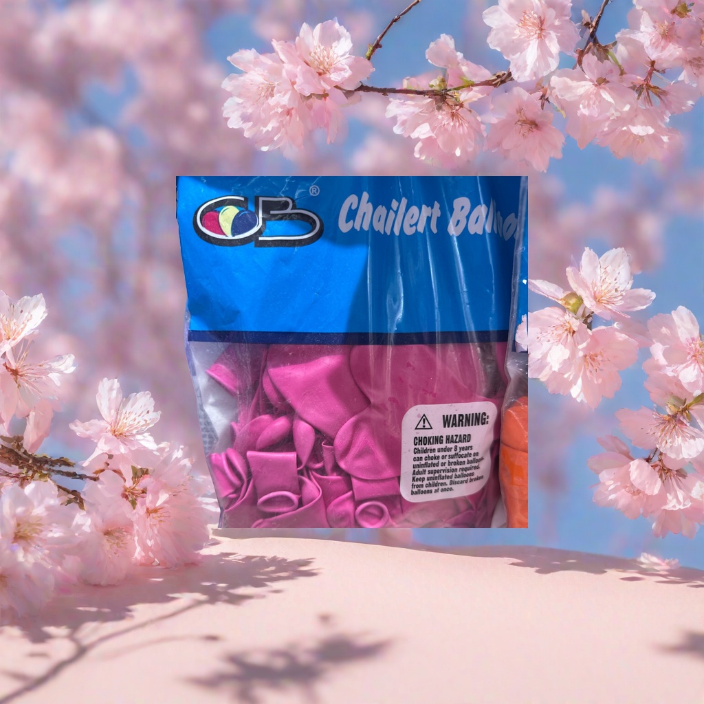 Blue PP material packaging bags paired with pink latex balloon party supplies details Picture