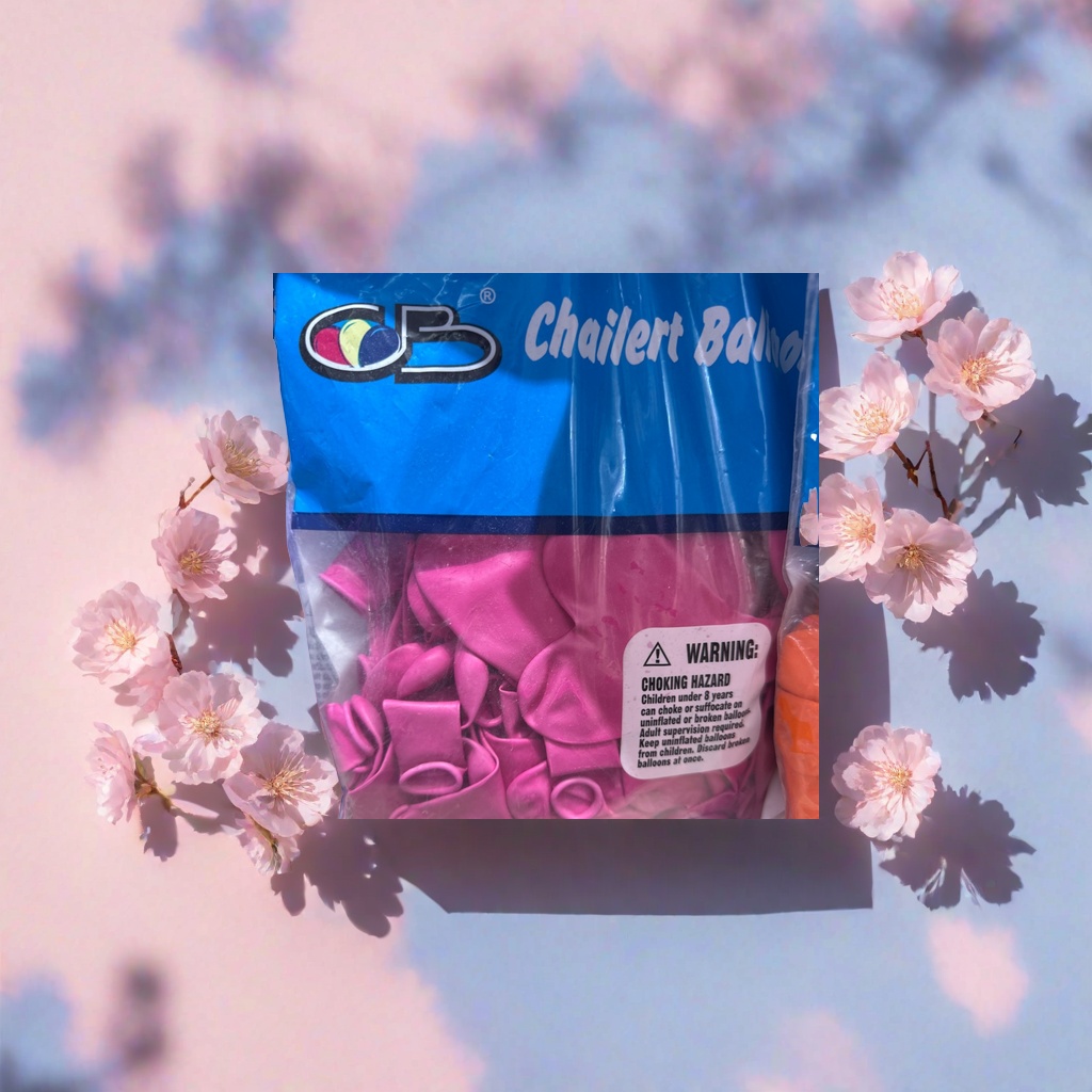 Blue PP material packaging bags paired with pink latex balloon party supplies Application Scenario