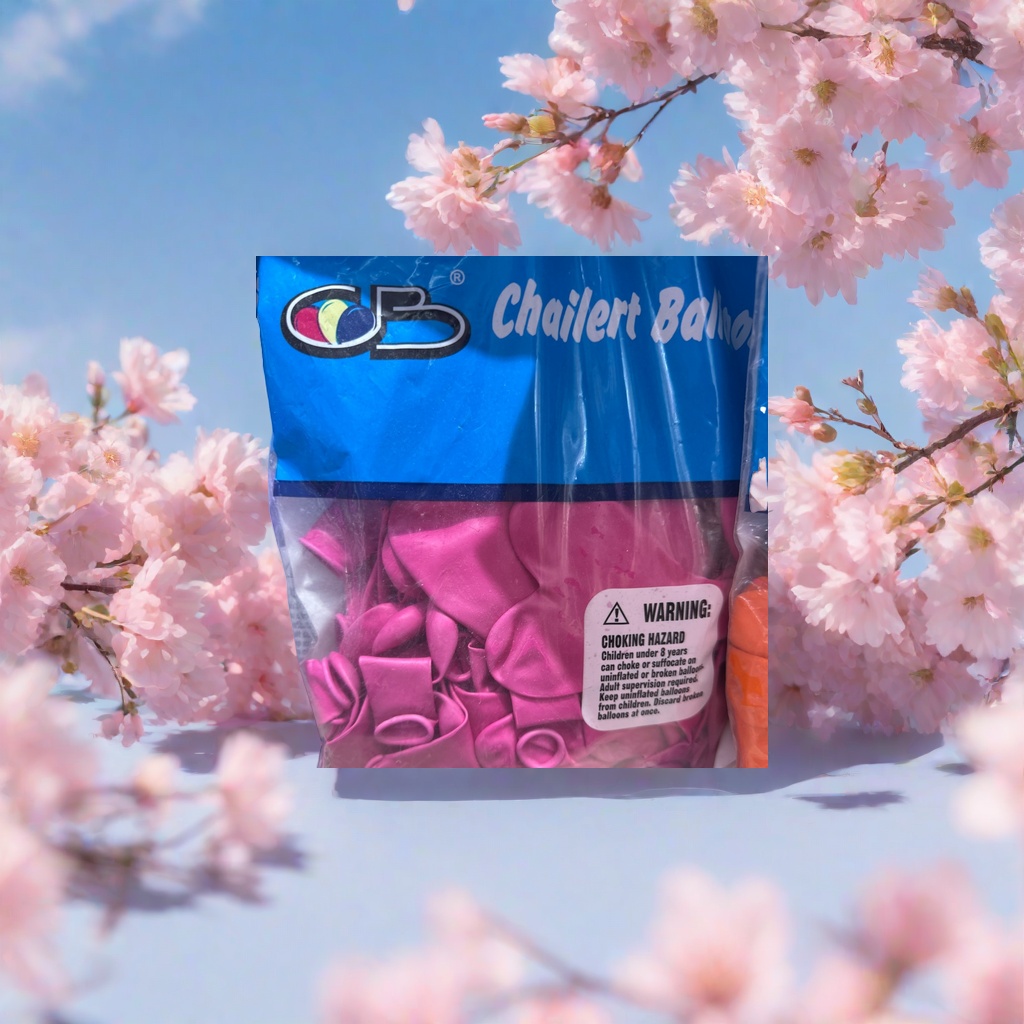 Blue PP material packaging bags paired with pink latex balloon party supplies Specification image