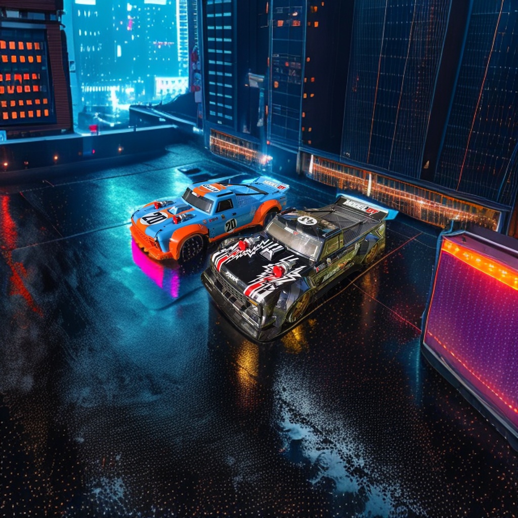Blue, orange and black racing models, remote control alloy car models, children's educational toys Application Scenario