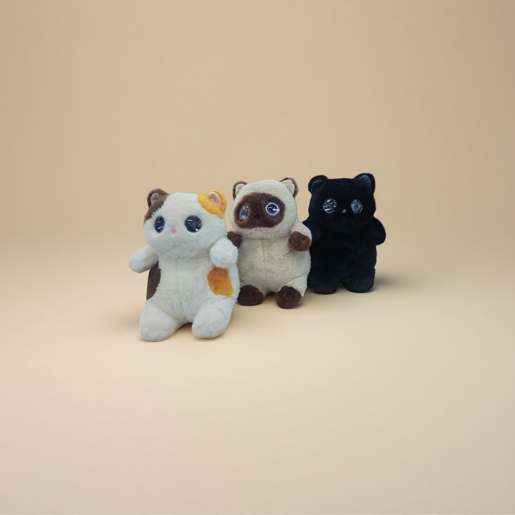 三只毛绒玩具猫+产品图