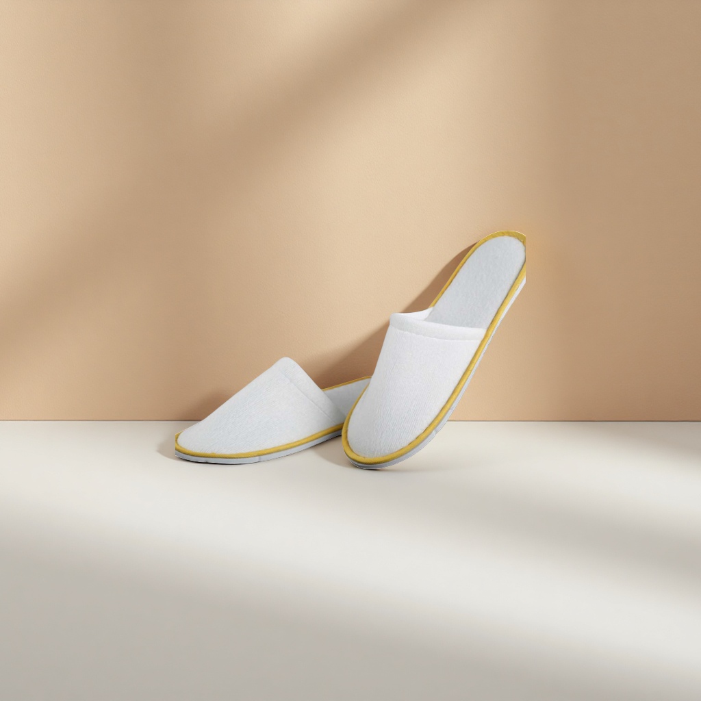 Women's summer anti-slip soft-soled home flip-flops with yellow edges and inlaid soles Application Scenario