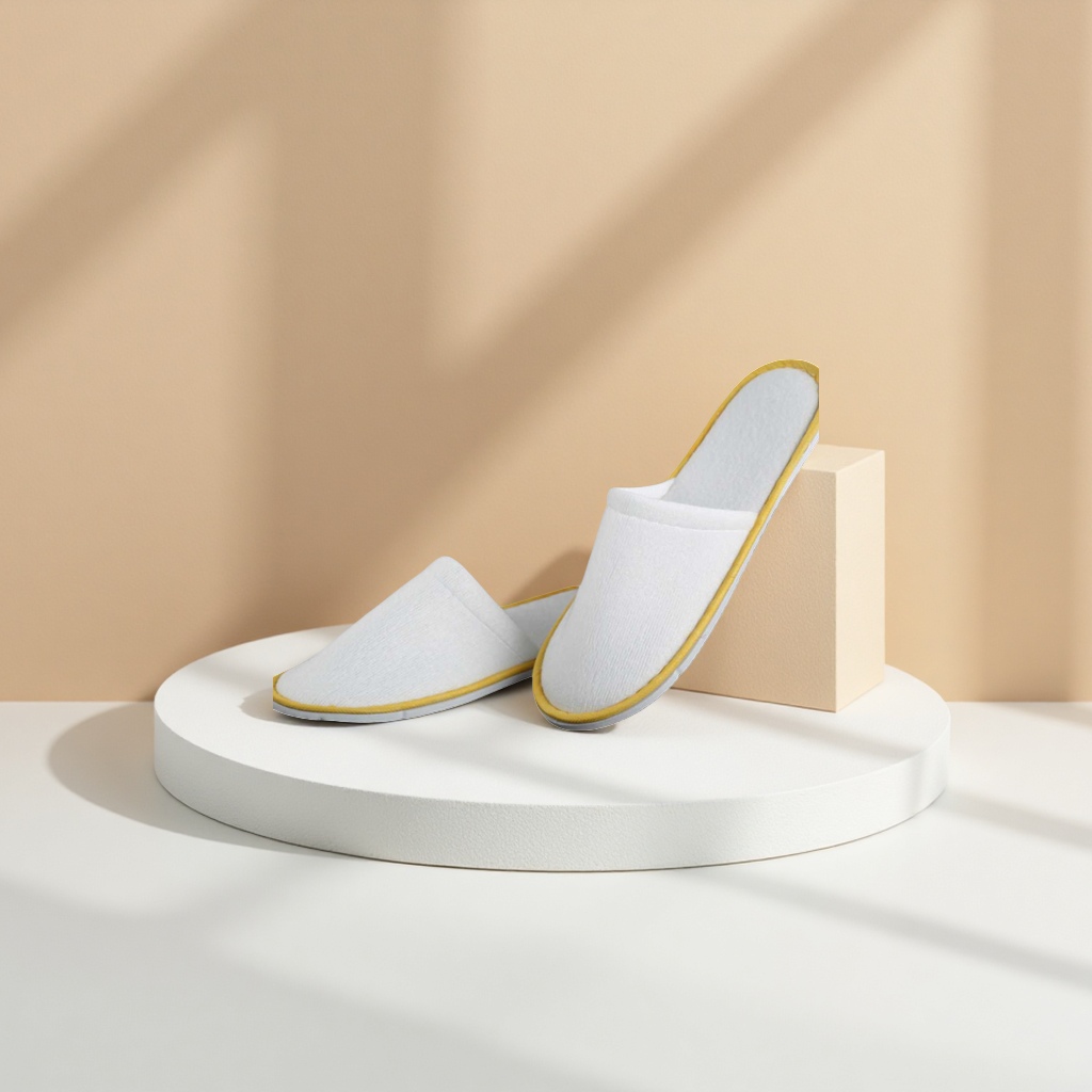 Women's summer anti-slip soft-soled home flip-flops with yellow edges and inlaid soles