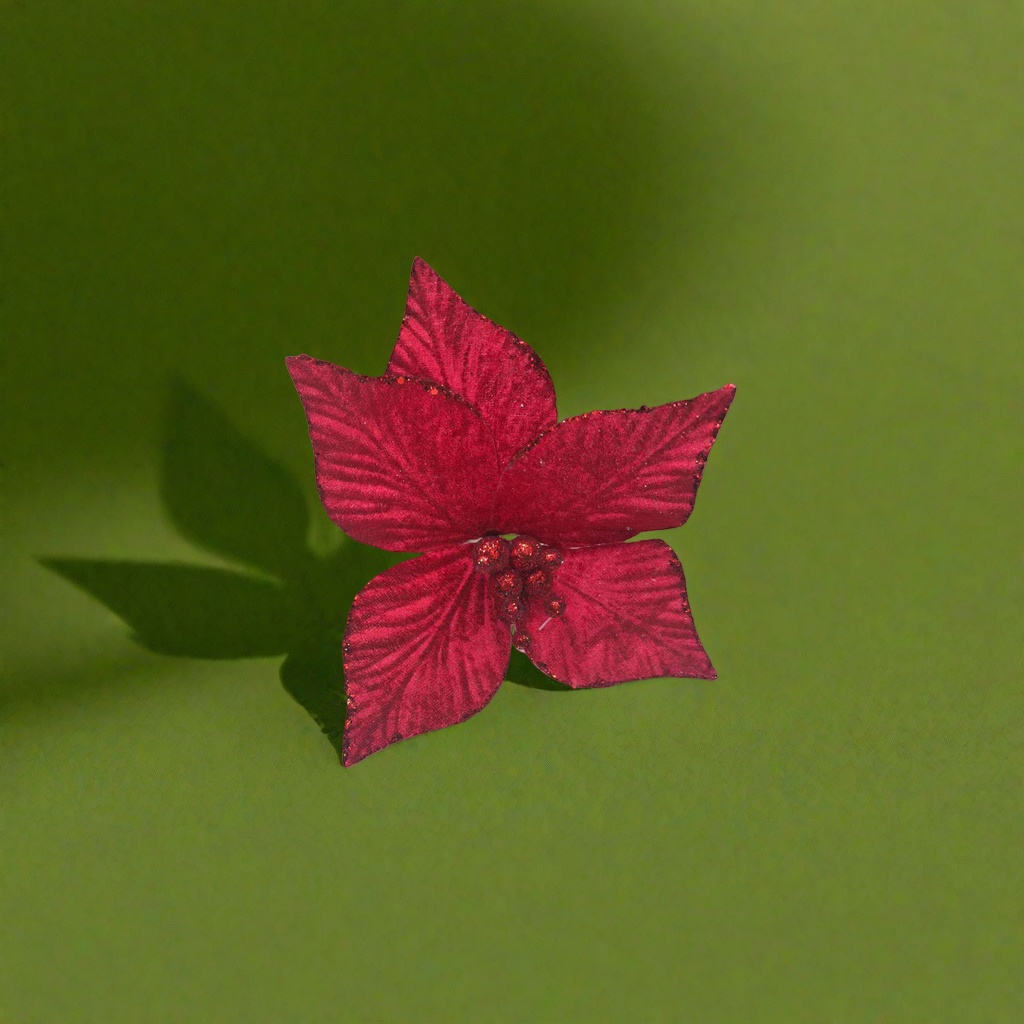 红色闪光圣诞红掌花饰 节日装饰家居摆件 details Picture