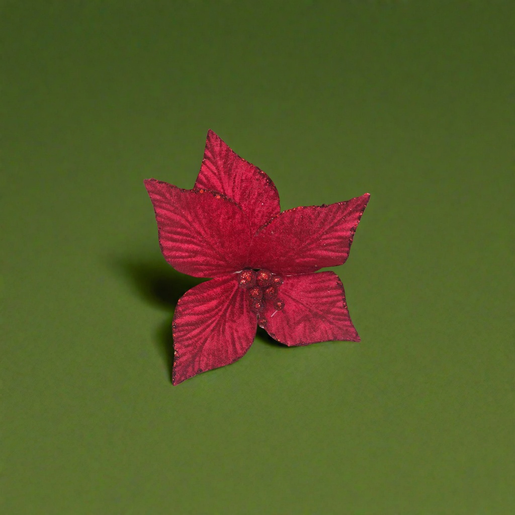 红色闪光圣诞红掌花饰 节日装饰家居摆件