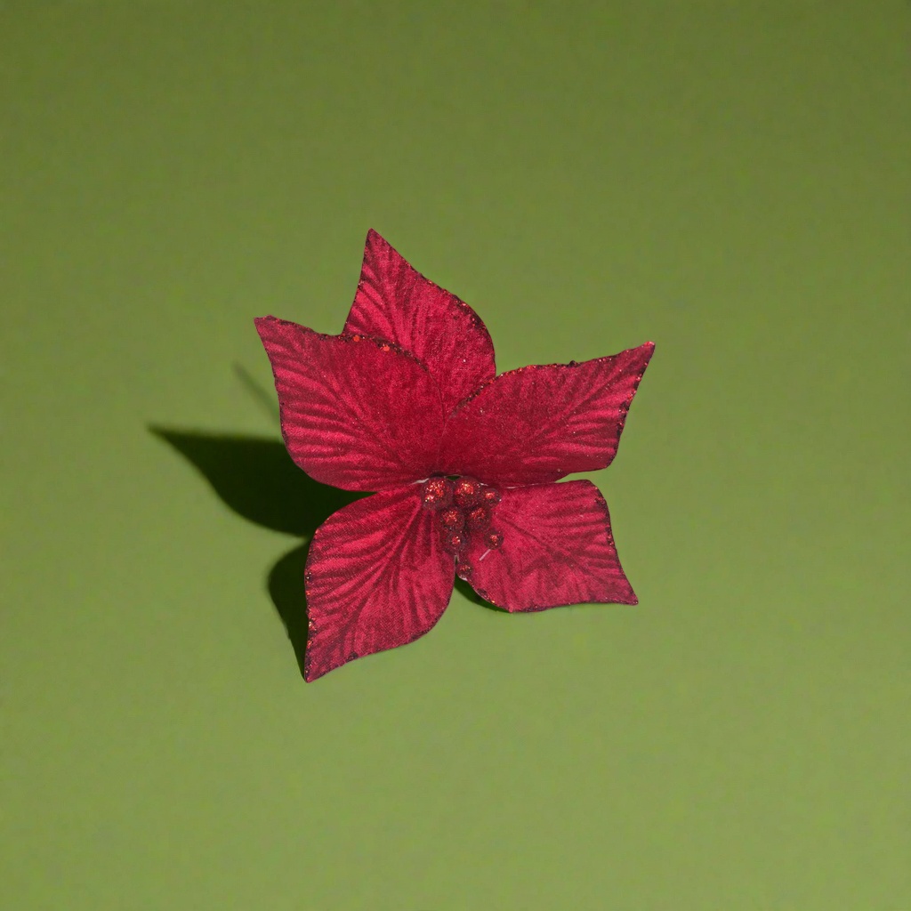 红色闪光圣诞红掌花饰 节日装饰家居摆件 Specification image