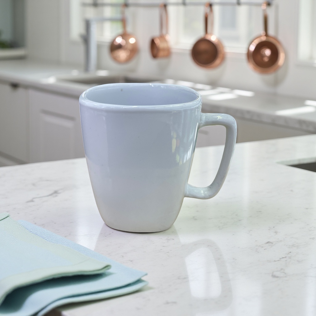白色陶瓷马克杯简约家用咖啡杯茶杯耐热釉面光滑易清洗 Specification image